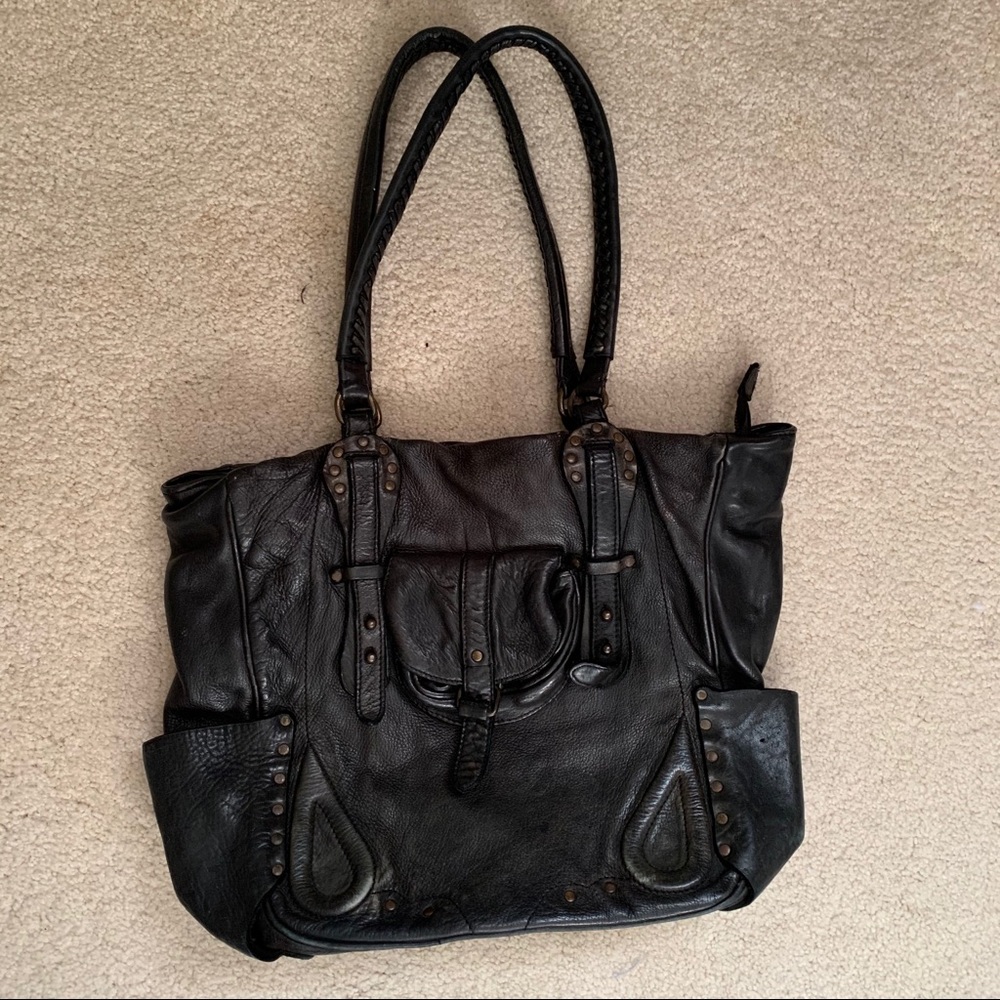 All Saints black leather bag